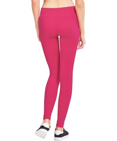 Leggings - High Waisted Waistband Tummy Control Opaque Super Soft Fuchsia - 1 $7.98 Leggings