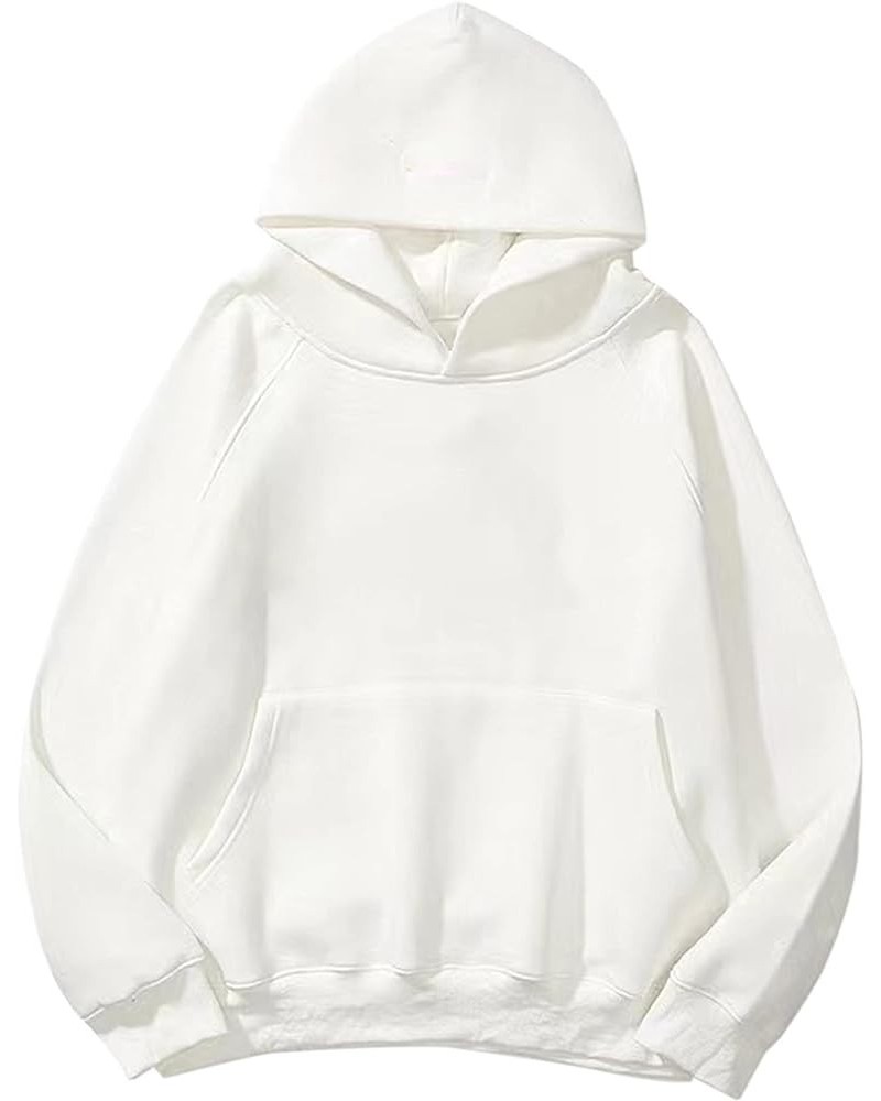 Women Oversized Solid Hoodie Basic Fleece Hooded Sweatshirt Loose Long Sleeve Casual Couple Hoodies Pullover Top White $21.59...