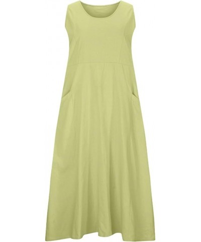 Summer Dresses for Women 2024 Casual Boho Sundress Crew Neck Sleeveless Beach Maxi Dresses with Pockets 2-green Dress $8.41 A...