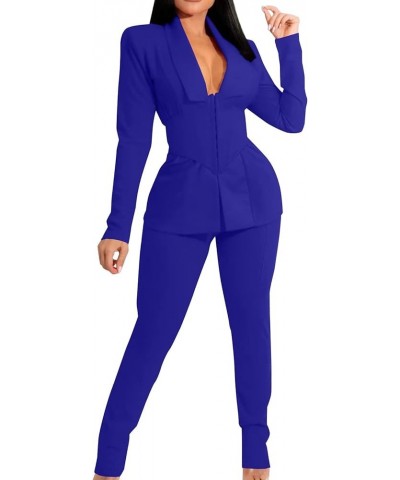 Formal Pantsuits for Women Evening Party Wedding Guest 2 Piece Outfits Sets Work Office Casual Dressy Pant Suits A-blue $11.4...