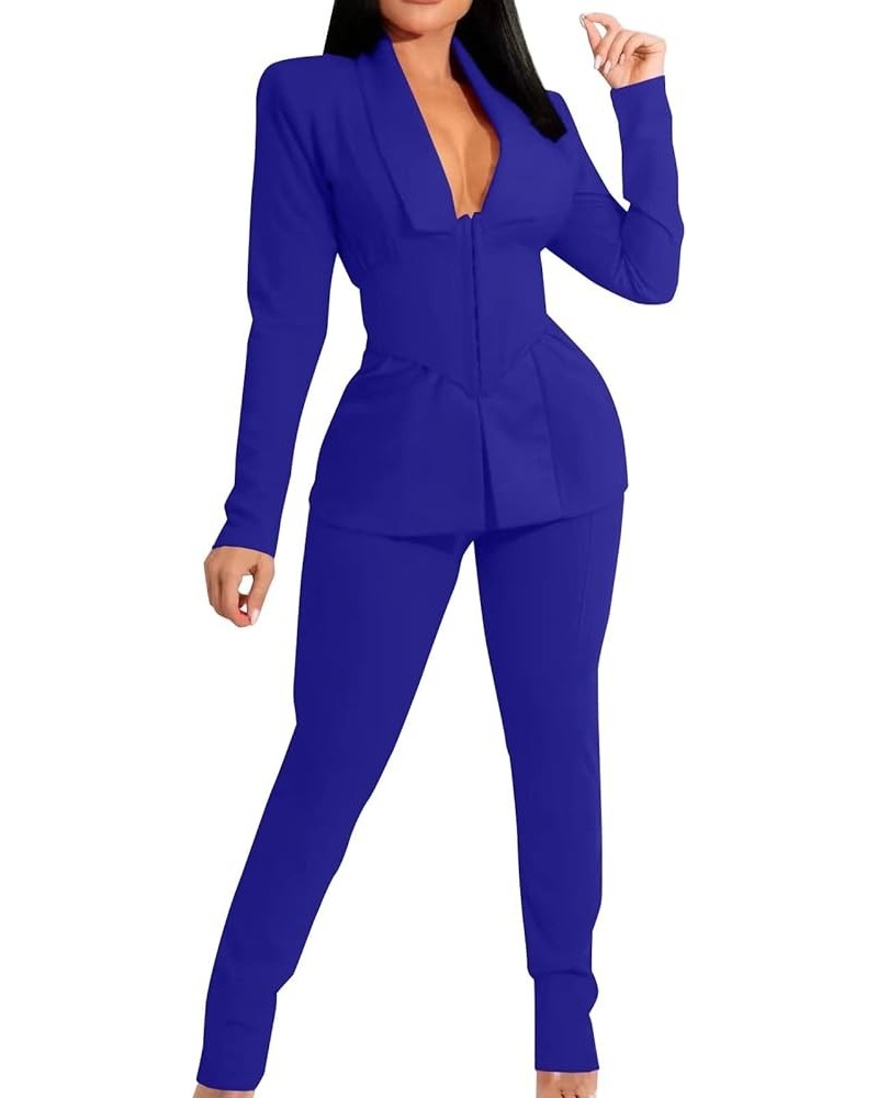 Formal Pantsuits for Women Evening Party Wedding Guest 2 Piece Outfits Sets Work Office Casual Dressy Pant Suits A-blue $11.4...