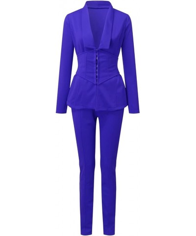 Formal Pantsuits for Women Evening Party Wedding Guest 2 Piece Outfits Sets Work Office Casual Dressy Pant Suits A-blue $11.4...