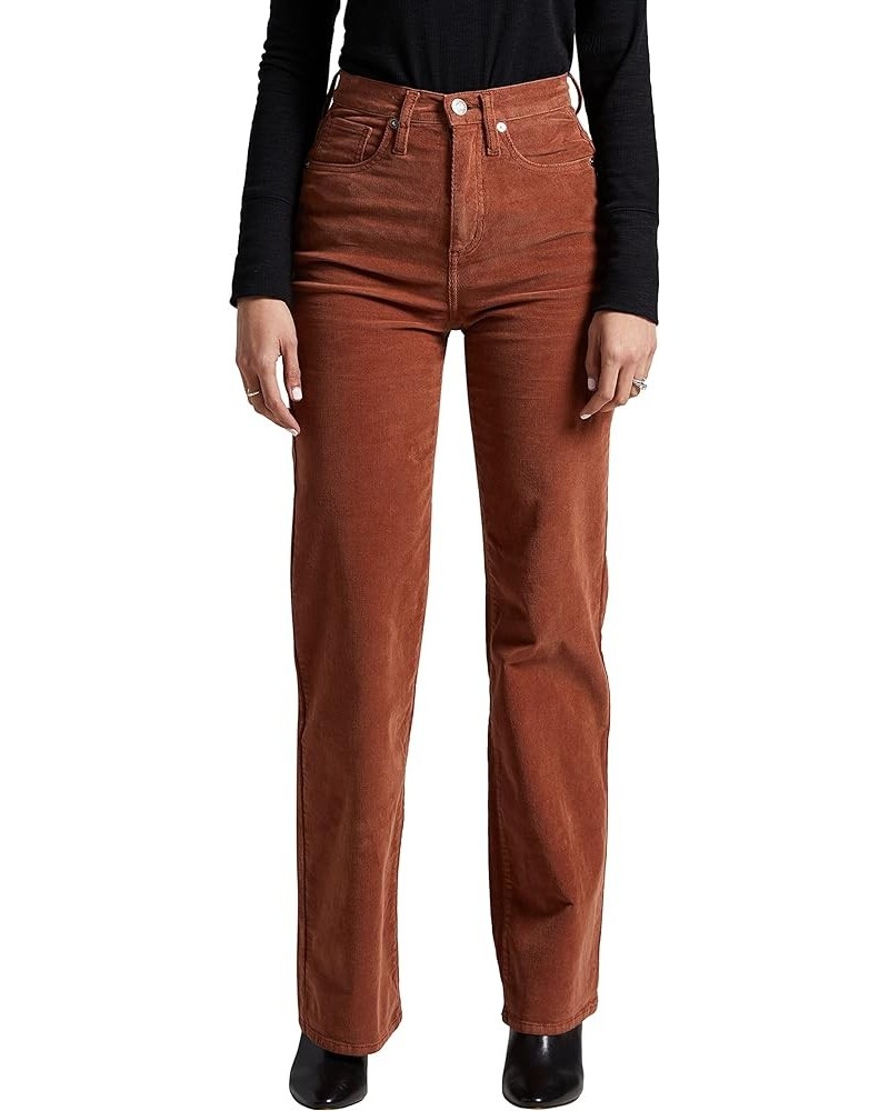 Women's Highly Desirable High Rise Trouser Leg Pants Brown $11.86 Jeans