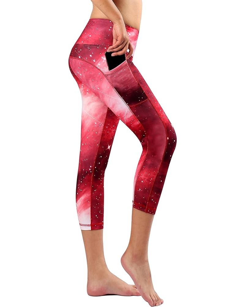 Womens Printed Tummy Control Yoga Workout Leggings Pocket Yogacapris-printed86 $15.65 Activewear