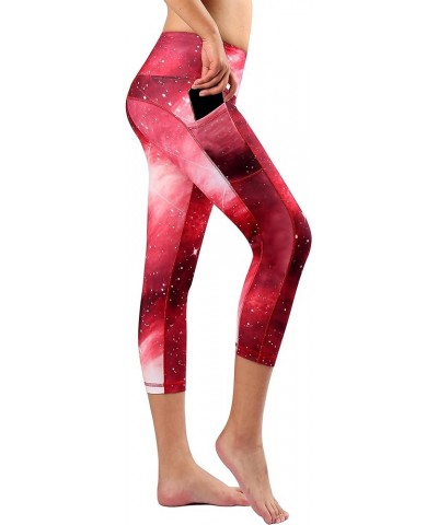 Womens Printed Tummy Control Yoga Workout Leggings Pocket Yogacapris-printed86 $15.65 Activewear