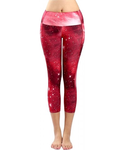 Womens Printed Tummy Control Yoga Workout Leggings Pocket Yogacapris-printed86 $15.65 Activewear