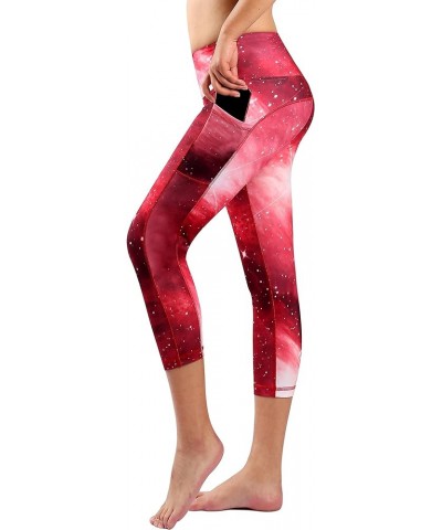 Womens Printed Tummy Control Yoga Workout Leggings Pocket Yogacapris-printed86 $15.65 Activewear