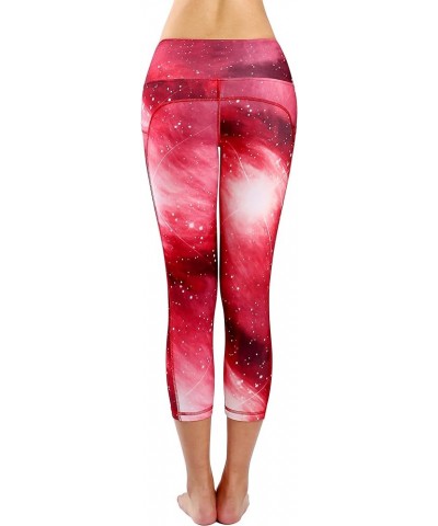 Womens Printed Tummy Control Yoga Workout Leggings Pocket Yogacapris-printed86 $15.65 Activewear