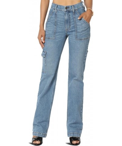 Women's Distressed High Waist Dad Jeans Wide Straight Leg Relaxed Denim Pants Cargo Saga Medium $25.85 Jeans