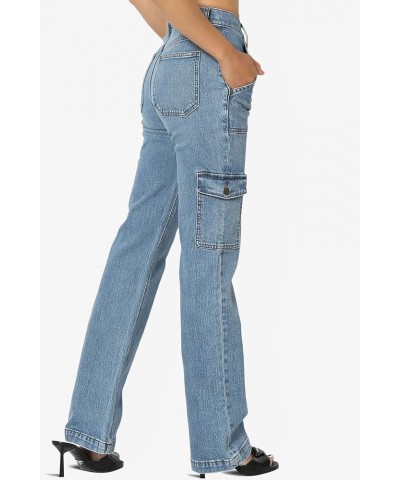 Women's Distressed High Waist Dad Jeans Wide Straight Leg Relaxed Denim Pants Cargo Saga Medium $25.85 Jeans