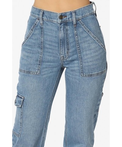 Women's Distressed High Waist Dad Jeans Wide Straight Leg Relaxed Denim Pants Cargo Saga Medium $25.85 Jeans