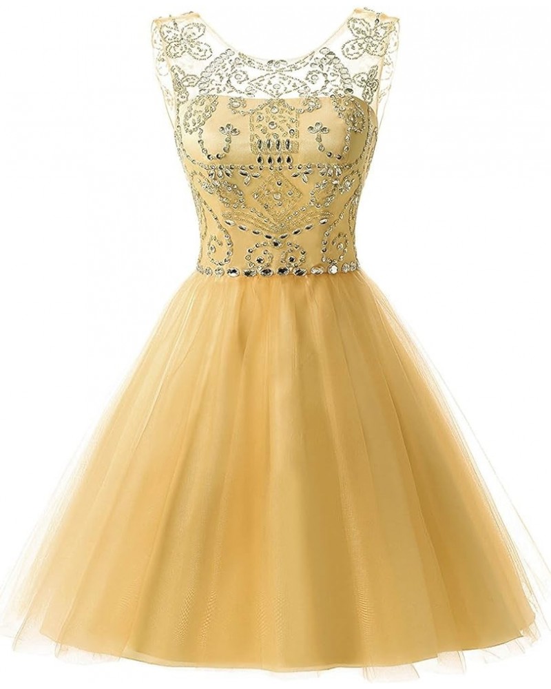 Women's Short Tulle Beading Homecoming Dresses 2022 Prom Party Gowns 133-gold $20.24 Dresses