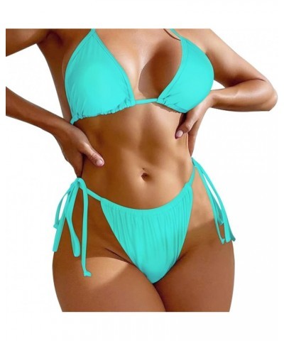 Womens Sexy Bikini Swimsuit Halter Top String Triangle Bikini Sets Thong Swimsuit Brazilian Bathing Suits Green $11.87 Swimsuits