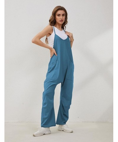 Women's Casual Jumpsuits Loose Sleeveless Stretchy Overalls Spaghetti Strap Baggy Onesie Long Pants with Pockets Navy $10.75 ...