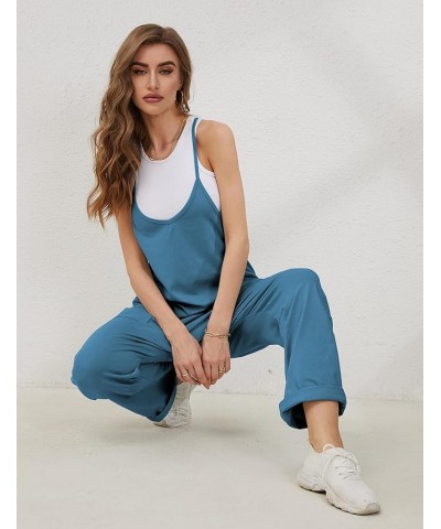 Women's Casual Jumpsuits Loose Sleeveless Stretchy Overalls Spaghetti Strap Baggy Onesie Long Pants with Pockets Navy $10.75 ...