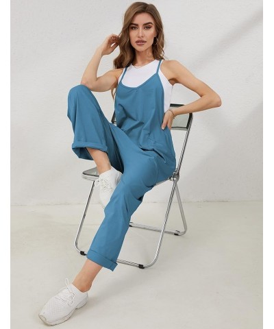 Women's Casual Jumpsuits Loose Sleeveless Stretchy Overalls Spaghetti Strap Baggy Onesie Long Pants with Pockets Navy $10.75 ...