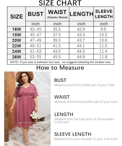 Women's Plus Size Swiss Dot Midi Dress Chiffon Short Sleeve Summer Dresses V Neck Wedding Guest Flowy High Waist White, V Nec...