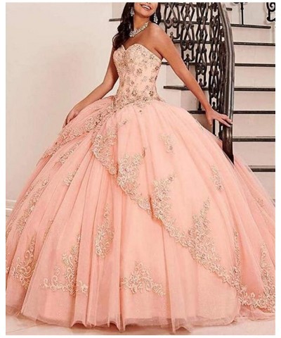 Women's Sweetheart Neck Beaded Quinceanera Dress Lace Applique Ball Gowns Aqua $71.30 Dresses