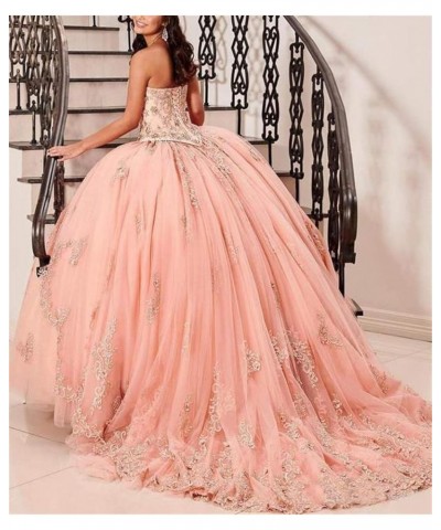 Women's Sweetheart Neck Beaded Quinceanera Dress Lace Applique Ball Gowns Aqua $71.30 Dresses