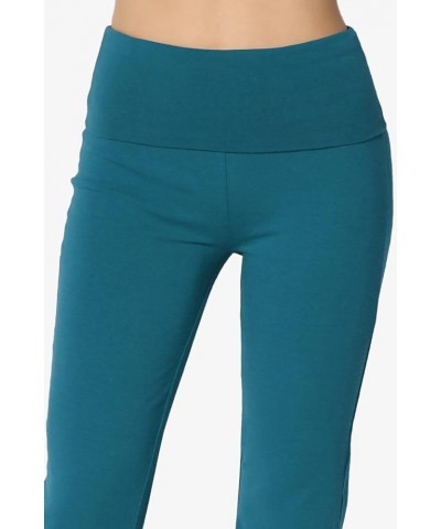 Women's Basic Foldover Waistband Comfy Stretch Cotton Boot Cut Lounge Yoga Pants Teal $13.91 Activewear