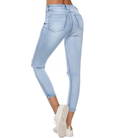 Women's Ripped Boyfriend Jeans Stretch Distressed Jeans Capri Mom Jean with Hole 7297-lightblue $25.19 Jeans