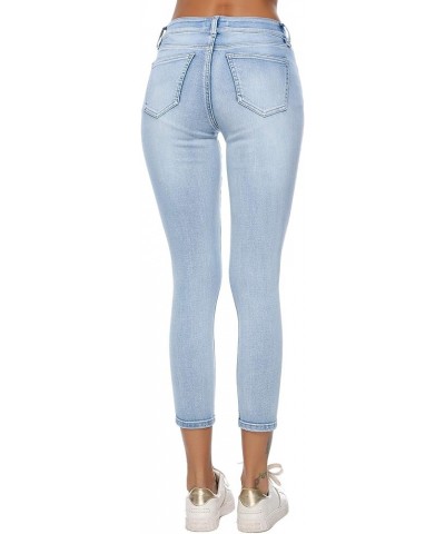 Women's Ripped Boyfriend Jeans Stretch Distressed Jeans Capri Mom Jean with Hole 7297-lightblue $25.19 Jeans