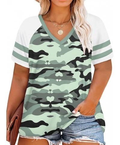 Plus-Size Tops for Women Summer V Neck T Shirts Color Block Raglan Tees XL-4XL 00009_yh006 $9.53 T-Shirts